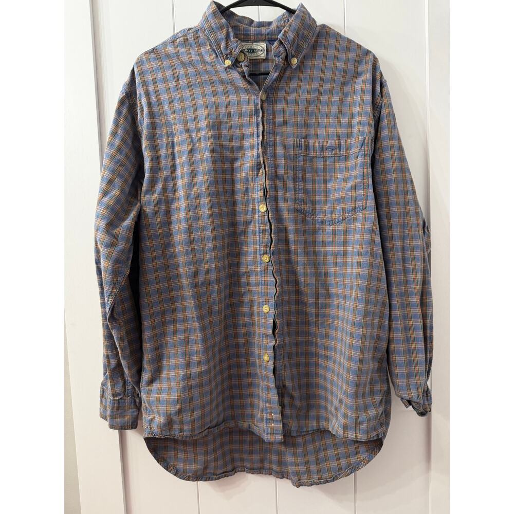 County Seat Mens Button Down plaid Shirt Sleeve 100% Cotton  Vtge 1990s Sz M
